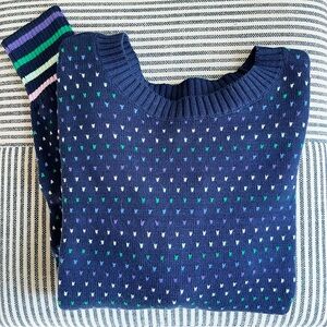 L Lands’ End Drifter Crewneck Cotton Sweater NWT